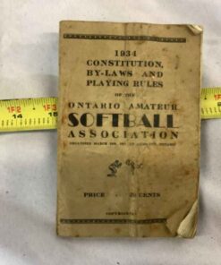 1934 Constitution, Bylaws & Playing Rules Ontario Amateur Softball Association