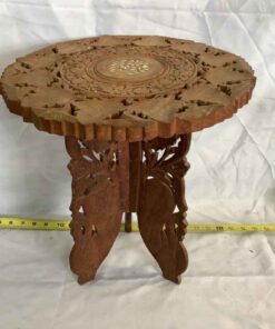 Hand carved Folding Wooden Plant Table