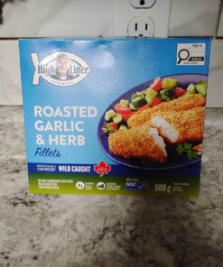 Breaded fish sticks roasted garlic and herb