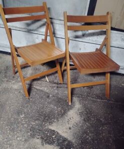 Qty 2 wooden folding chairs