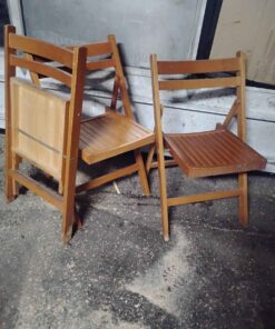 Qty 3 folding wooden chairs