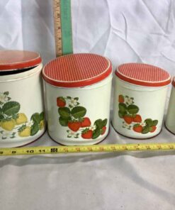 Vintage Metal Canister Set - Strawberries