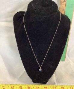 Sterling Silver Chain with Blue Stone Pendant