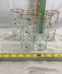 Set of 5 Vintage Shamrock Drinking Glasses