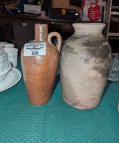 Stoneware finger jug and jar