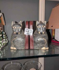 Laurel Burch Striped cat book ends