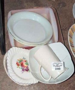 Pie plates, casserole dish, serving bowl, pitcher, etc