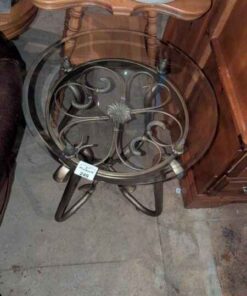 Metal based glass top side table