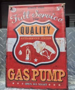Full service gas pump metal sign