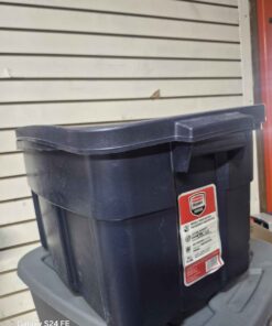 Dark blue storage tote with lid