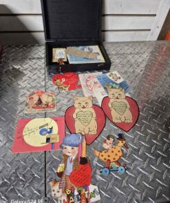 Vintage Valentine cards in Wood box