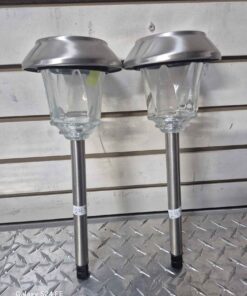 2 Stainless silver pathway, light.One has a small chip out