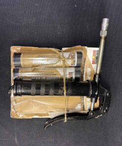 343 - Grease gun and two cartridges.