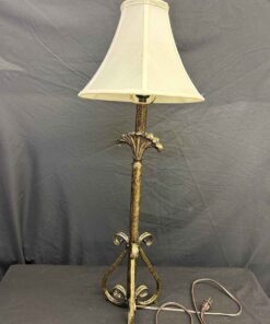 370 - Burnished brass lamp with lamp shade
