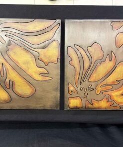 378 - 2 metal art pieces. 15" square