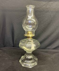 498 - Oil lamp with new wick. 18" high. Beautiful condition.