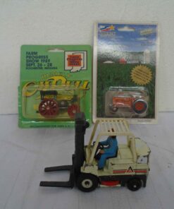 Allis Chalmers Fork Lift 1/32 scale, Allis Chalmers D15 & Rumely Oil Pull both 1/64 scale Farm Progress Show 1989