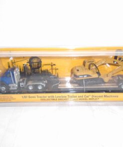 Semi Tractor with Low Boy Trailer & Cat Machine 1/87 scale