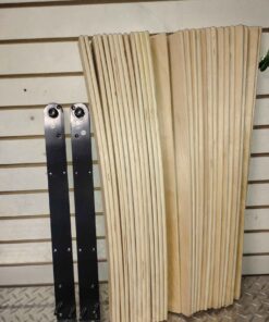 Assorted wood slats with metal brackets