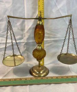 Amber Glass and Brass Scale of Justice