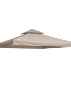 Outsunny 10' x 10' Square 2-Tier Gazebo Canopy Replacement Top Cover Outdoor Garden Sun Shade, Cream White