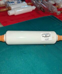 Milk glass rolling pin with wood handles