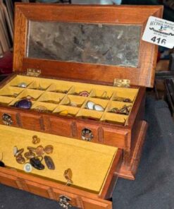 Jewel box, earrings, button studs, cuff links