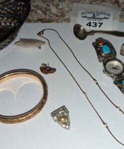 Costume jewelry, plated bowl, etc