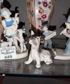 Metzler & Ortloff Accordian and Flute, assorted porcelain figures