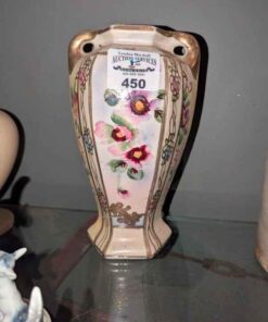 Double handled floral patterned vase