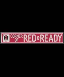 Corner of red and ready metal collector sign 36x6