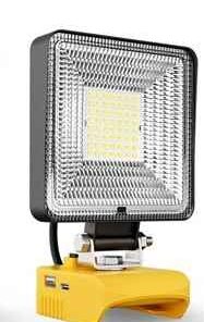 Flood light / USB port compatible with DeWalt 20 volt battery