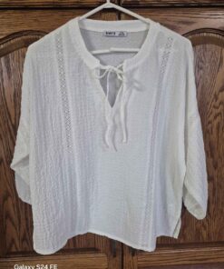 Medium white devoted lace up pullover sweater