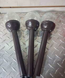 Set of 3 round cracked ice solar pathway lights