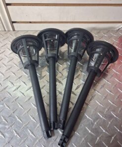 Set of 4 black solar pathway lights ROUND