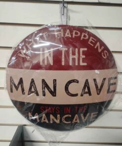 Man Cave 16-in round hubcap style metal sign