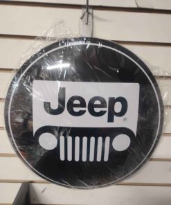 Black Jeep 16-in round hubcap style metal sign