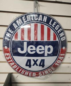 4x4 Jeep 16-in round hubcap style metal sign