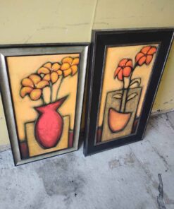Qty 2 Floral with black frame