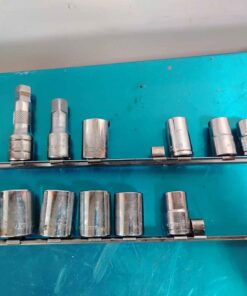 2 assorted socket holders with assorted 1/2" drive sockets and extensions