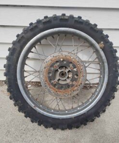 Motor bike wheel with brake rotor