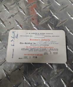 ED Smith and sons salesman certificate 1929