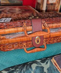 Wicker case with sewing notion contents