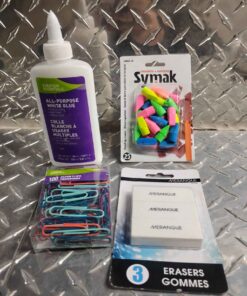Office package glue erasers etc