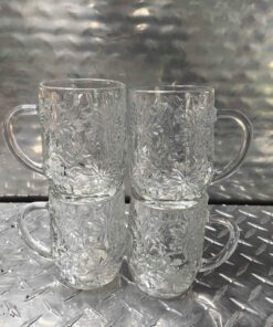 4 clear glass mugs