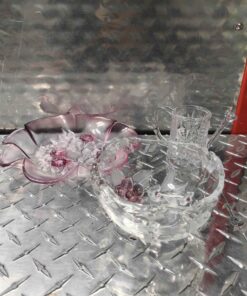 Glass dish, bowl and mug color and cut glass