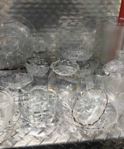 Lot of mostly crystal and cut glass dishes
