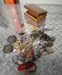 Wooden jewelry chest with contents you might just win it big