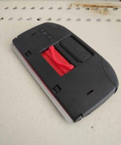 Red and black scraper with receding protective blade