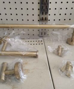Bathroom hardware set with gold finish